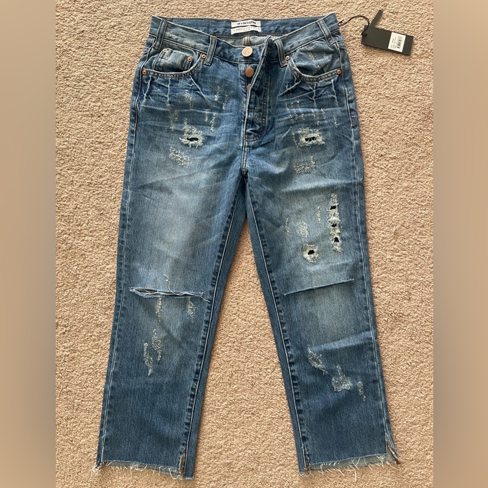 NWT One X Oneteaspoon cropped destroyed jeans
